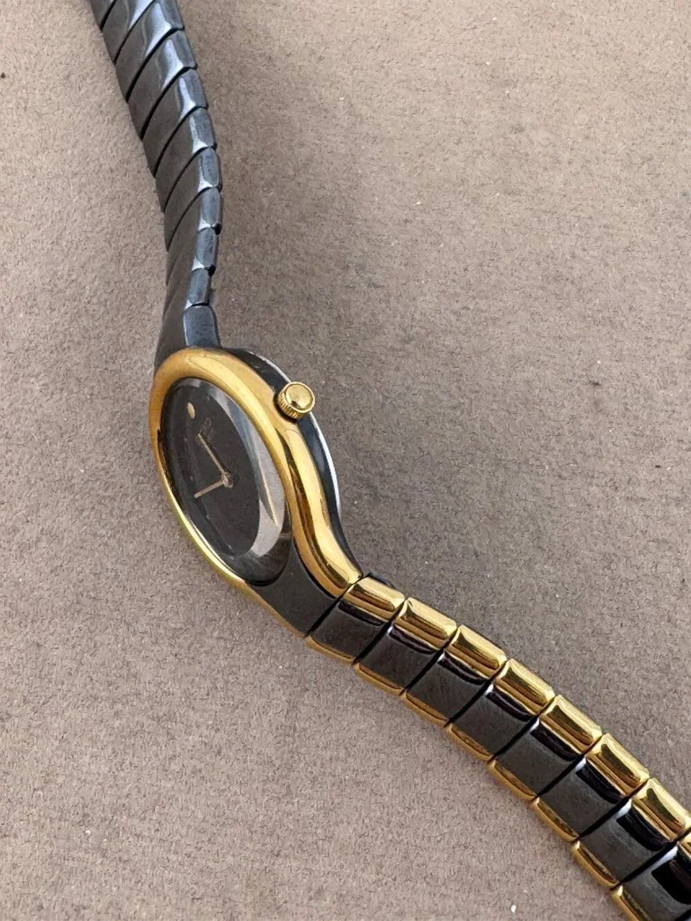 Seiko Asymmetrical Black and Gold Watch